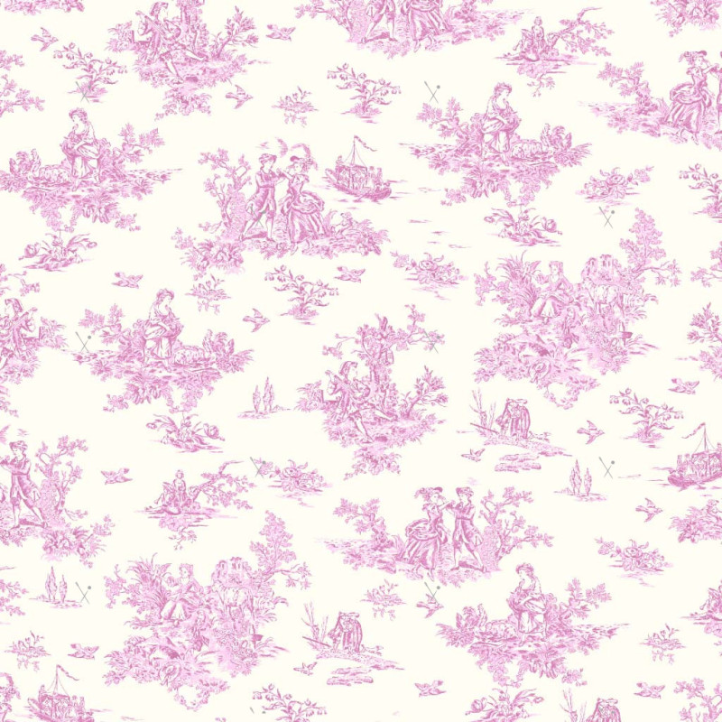 Printed Viscose POMPADOUR2 Off-White / Pink